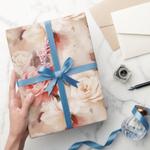 Papel De Presente Noiva Floral Rosa Bege Bonito Rosa