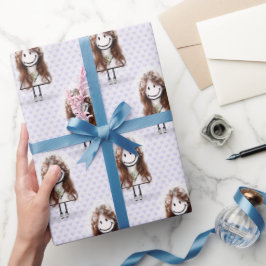 Papel De Presente Noiva Menina Palito de Sapato de Esporte sobre Cor