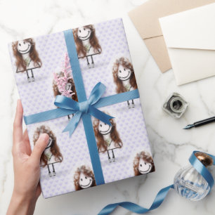 Papel De Presente Noiva Menina Palito de Sapato em Corações