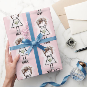 Papel De Presente Noiva Menina Palito de Sneakers em Rosa