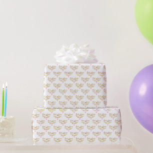 Papel De Presente Noiva Personalizada e Corações Cor-de-Rosa Pastel 