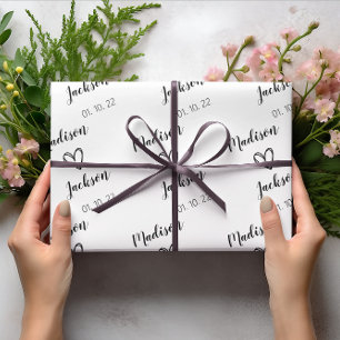 Papel De Presente Noiva Simples e Nomes de noiva Branco