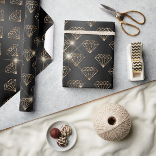 Papel De Presente Noivado De Casamento Elegante De Diamante Preto E 