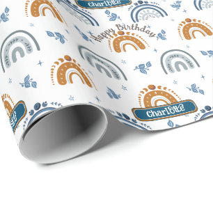 Papel De Presente Noivado do Padrão Celestial de Boho Retro Bonito