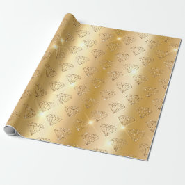 Papel De Presente Noivado Elegante Brilho Diamante Dourado Casamento
