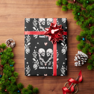 Papel De Presente Noivos da Morte Personalizados Amantes Góticos Esq