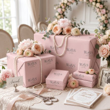 Noivos de casamento inicial Rosa Bege Elegante