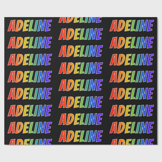 Papel De Presente Nome Adeline "ADELINE" em Arco-Íris; Divertido & C (Aberto)
