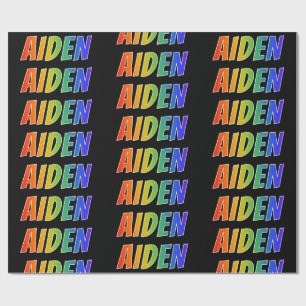Papel De Presente Nome "AIDEN" do arco-íris; Divertimento & colorid