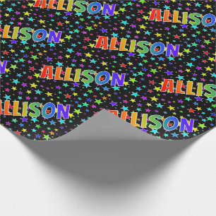 Papel De Presente Nome "ALLISON" em Arco-Íris + Estrelas