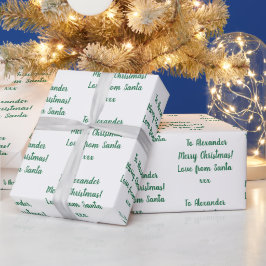 Papel De Presente Nome Amor de Papais noeis Verde e Branco Natal