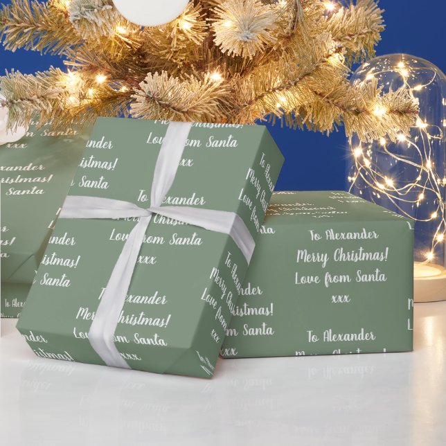 Papel De Presente Nome Amor Dos Papais noeis Sage Green Christmas (Feriados)