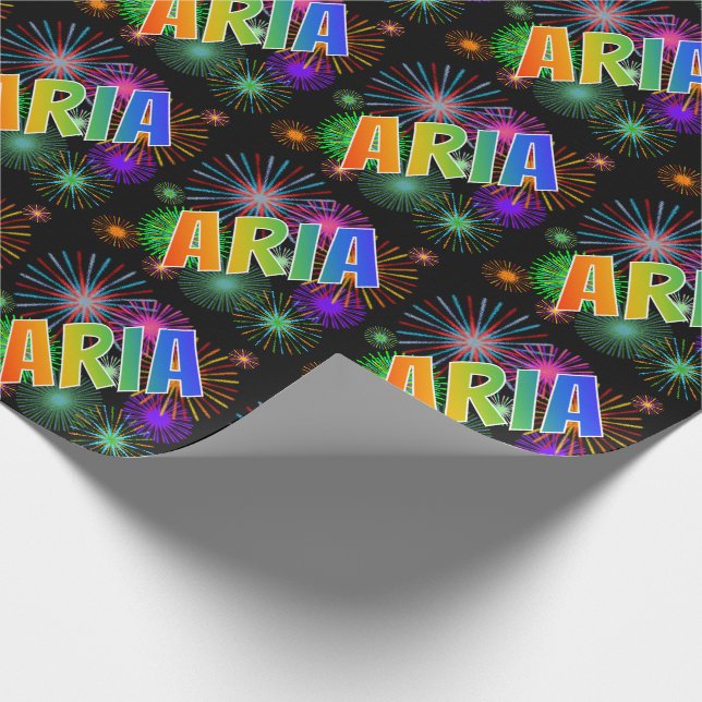 Papel De Presente Nome ARIA de Arco-Íris + Fogos de Artifício (Ponta)