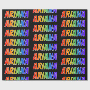 Papel De Presente Nome "ARIANA" do arco-íris; Divertimento &