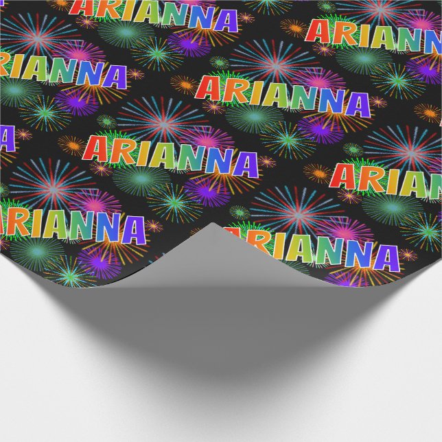 Papel De Presente Nome Arianna "ARIANNA" + Fogos de Artifício (Ponta)
