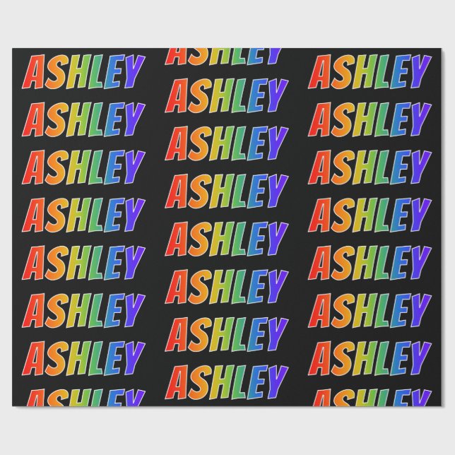 Papel De Presente Nome Ashley "ASHLEY" em arco-íris; Divertido & Col (Aberto)