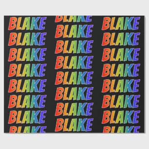 Papel De Presente Nome "BLAKE" em arco-íris; Divertido & Colorido