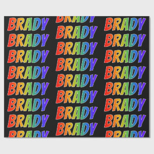 Papel De Presente Nome "BRADY" do arco-íris; Divertimento & colorid