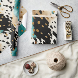 Papel De Presente Nome branco Dourado Turquesa preto
