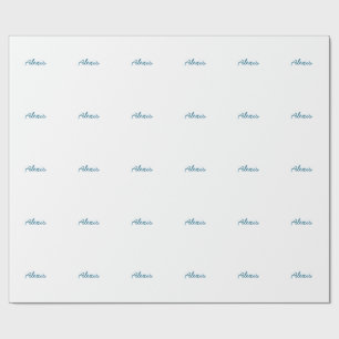 Papel De Presente Nome Caligrafia Script Simples Branco Azul