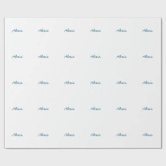 Papel De Presente Nome Caligrafia Script Simples Branco Azul