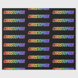 Papel De Presente Nome "CHRISTOPHER" do arco-íris; Divertimento &