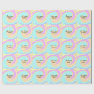 Papel De Presente Nome colorido do casamento de mármore com amor e o