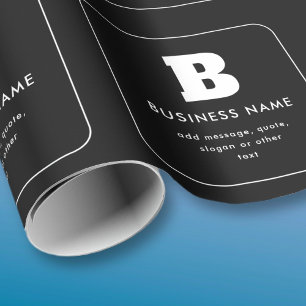 Papel De Presente Nome comercial e slogan editáveis   Preto e Branco