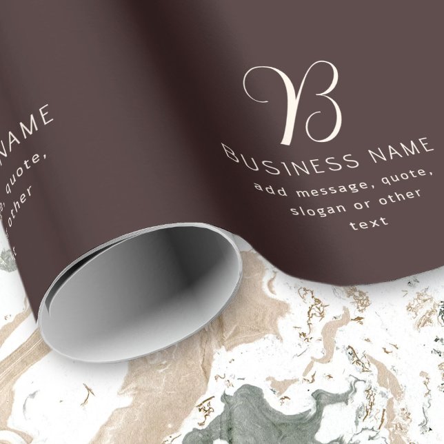 Papel De Presente Nome Comercial Monograma Elegante Moderno | Marrom (Criador carregado)