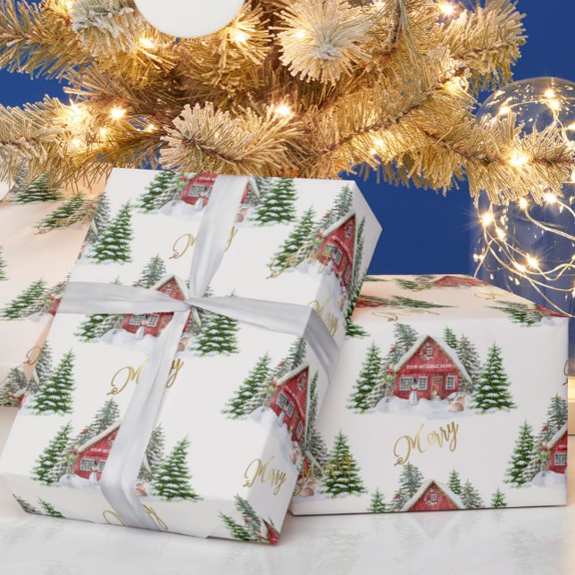 Papel De Presente Nome da Cena de Natal de País Personalizado Especi (Criador carregado)