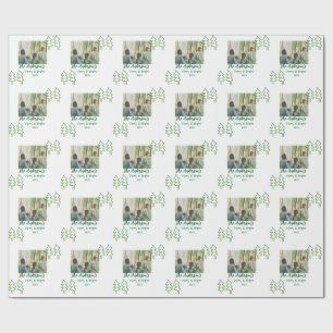Papel De Presente Nome da família árvore de Natal verde foto moderna