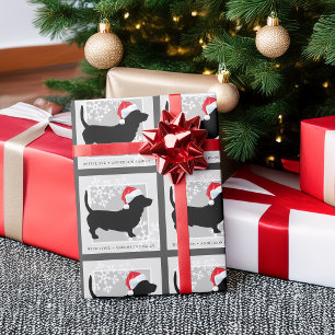 Papel De Presente Nome da Família do Cão Dachshund Festivo