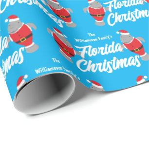 Papel De Presente Nome da família Florida Manatee Christmas