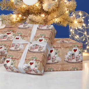 Papel De Presente Nome da Vila de Natal do Homem de Biscoito