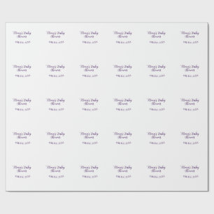Papel De Presente Nome data do chá de bebê roxo elegante simples
