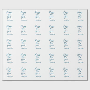 Papel De Presente Nome de adição de feliz ano novo amor azul simples