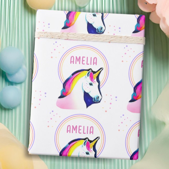 Papel De Presente Nome de aniversário de menina estrelas mágicas uni (Criador carregado)