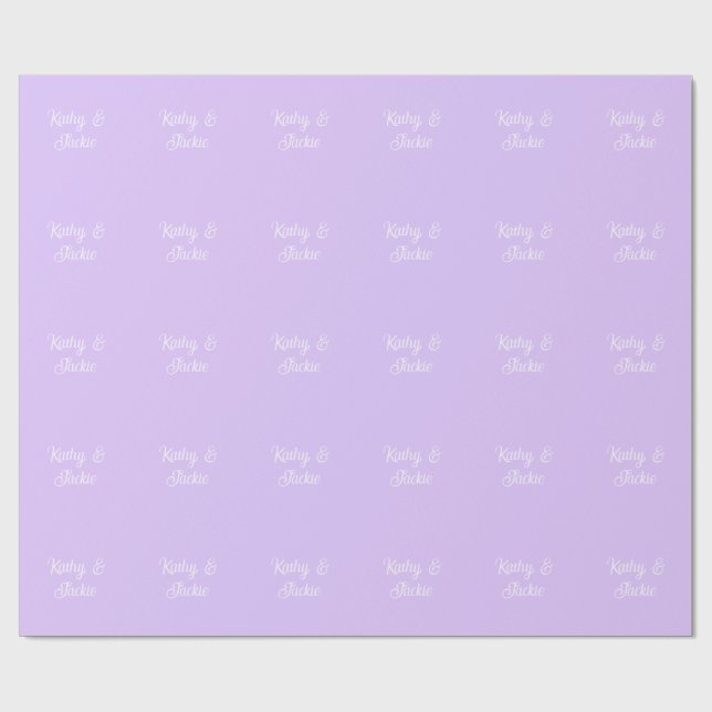 Papel De Presente Nome de casamento de casal retrô pastel roxo elega (Aberto)