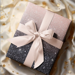 Papel De Presente Nome de cintilações preto e rosa modernos