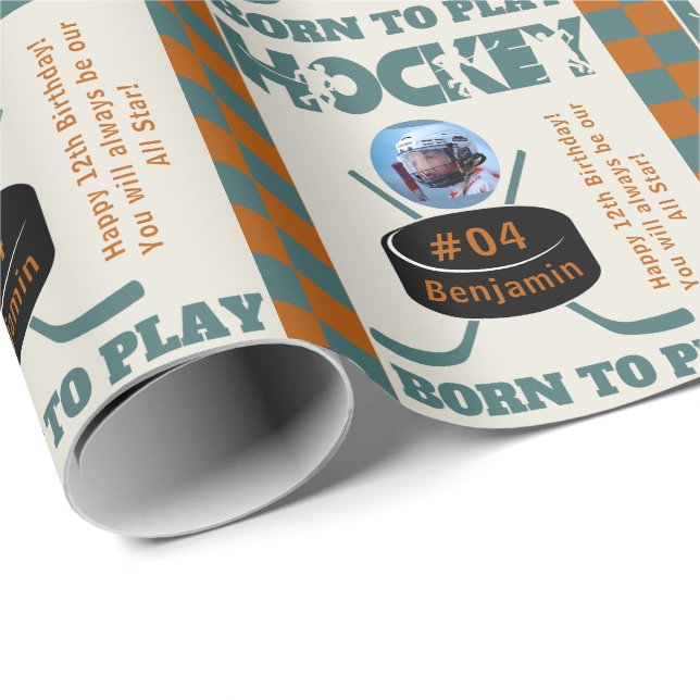 Papel De Presente Nome de Hockey com Sentimento Número de Jersey (Ponta do rolo)