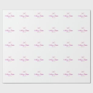 Papel De Presente nome de laço magenta monograma rabisco ilustração