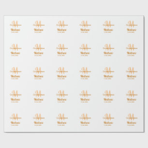 Papel De Presente nome de padrinho laranja letra data masculino past