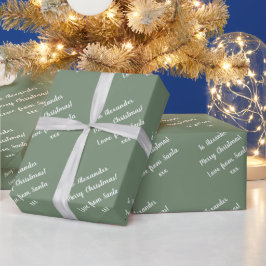 Papel De Presente Nome | De Papais noeis | Sage Green Felry Christma