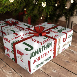 Papel De Presente Nome de Repetição de Feriado Personalizado