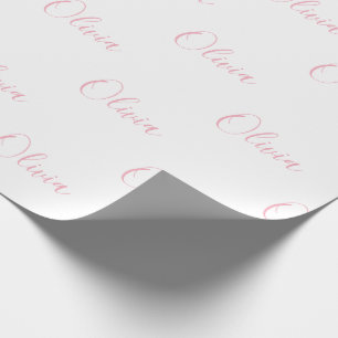 Papel De Presente Nome de Script Rosa Girly Elegante