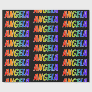 Papel De Presente Nome do Arco-Íris "ANGELA"; Divertido e colorido