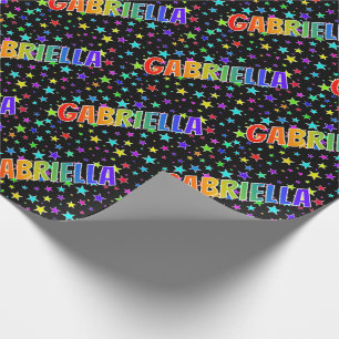 Papel De Presente Nome do Arco-Íris "GABRIELLA" + Estrelas
