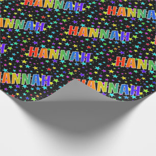Papel De Presente Nome do Arco-Íris "HANNAH" + Estrelas