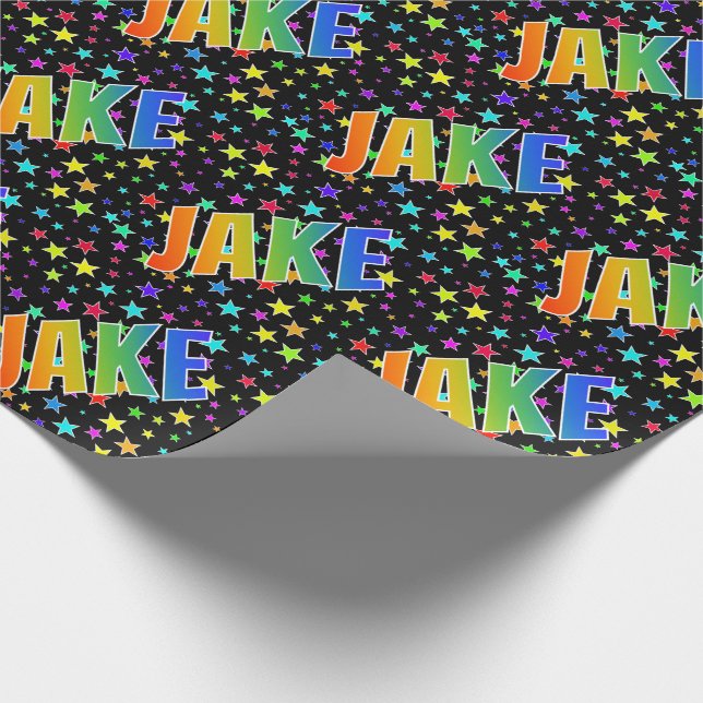 Papel De Presente Nome do Arco-Íris "JAKE" + Estrelas (Ponta)