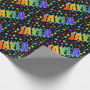 Papel De Presente Nome do Arco-Íris "JAYLA" + Estrelas